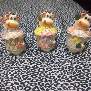 Vintage cow farmhouse kitchen canisters jars